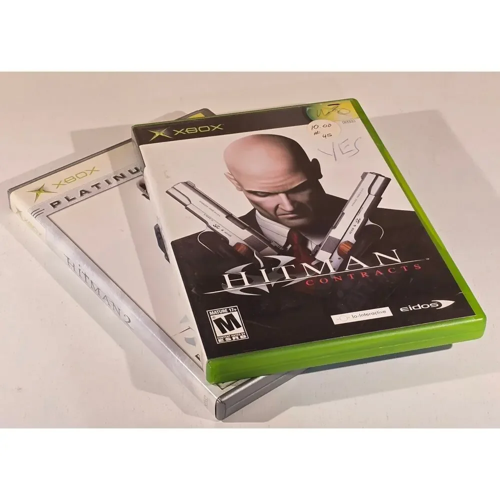 Original Xbox Hitman Contracts & Hitman 2 Silent Assassin CIB Game Lot